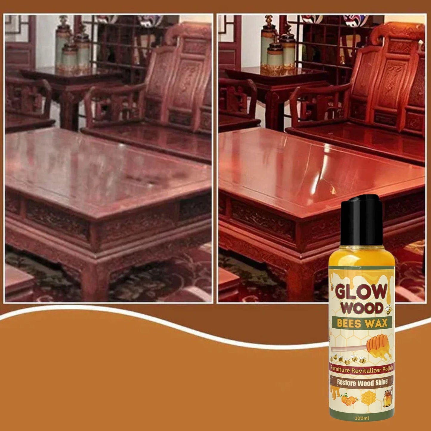 GLOW WOOD Bee Wax Wood Furniture Polish [ Pack of 3 ]