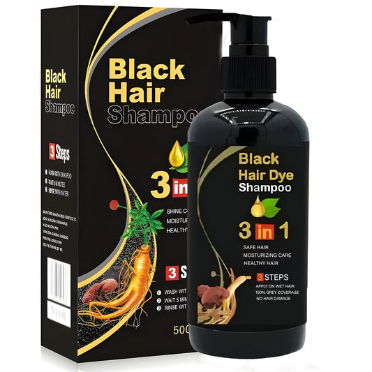 BLACK HAIR DYE SHAMPOO 3-IN-1